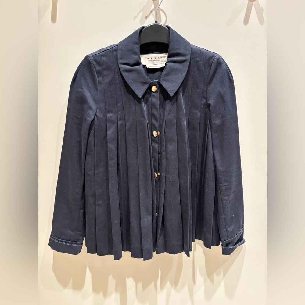 Marni Pleated Jacket short trench - black cotton XS